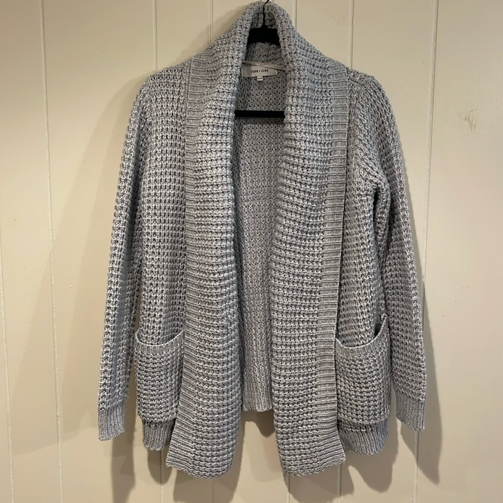 John + Jenn Light Blue Chunky Open Cardigan